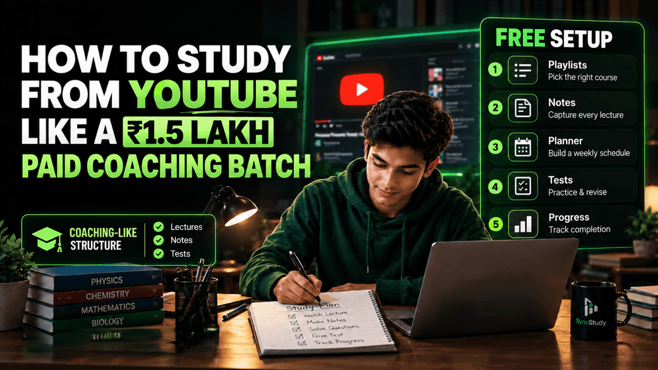 How to Study from YouTube Like a ₹1.5 Lakh Paid Coaching Batch (Complete Free Setup)
