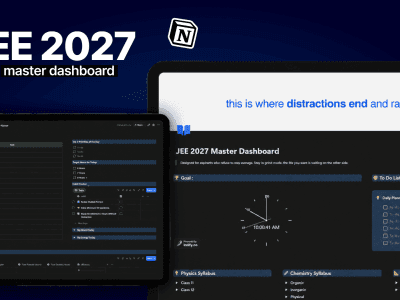 JEE Dashboard - Notion template for Indian students with study tracking and progress analytics